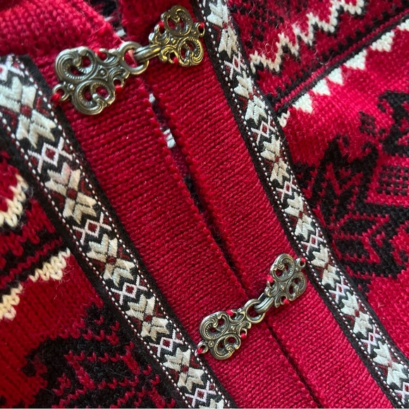 NORLENDER made Norway red fair isle Voss cardigan - Picture 6 of 11